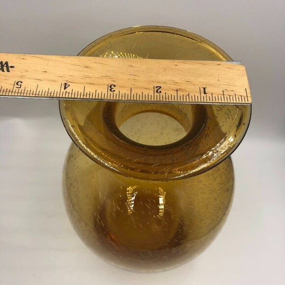 Vintage Amber Handblown Glass Tabletop Vase Weight Bottom - Picture 9 of 9
